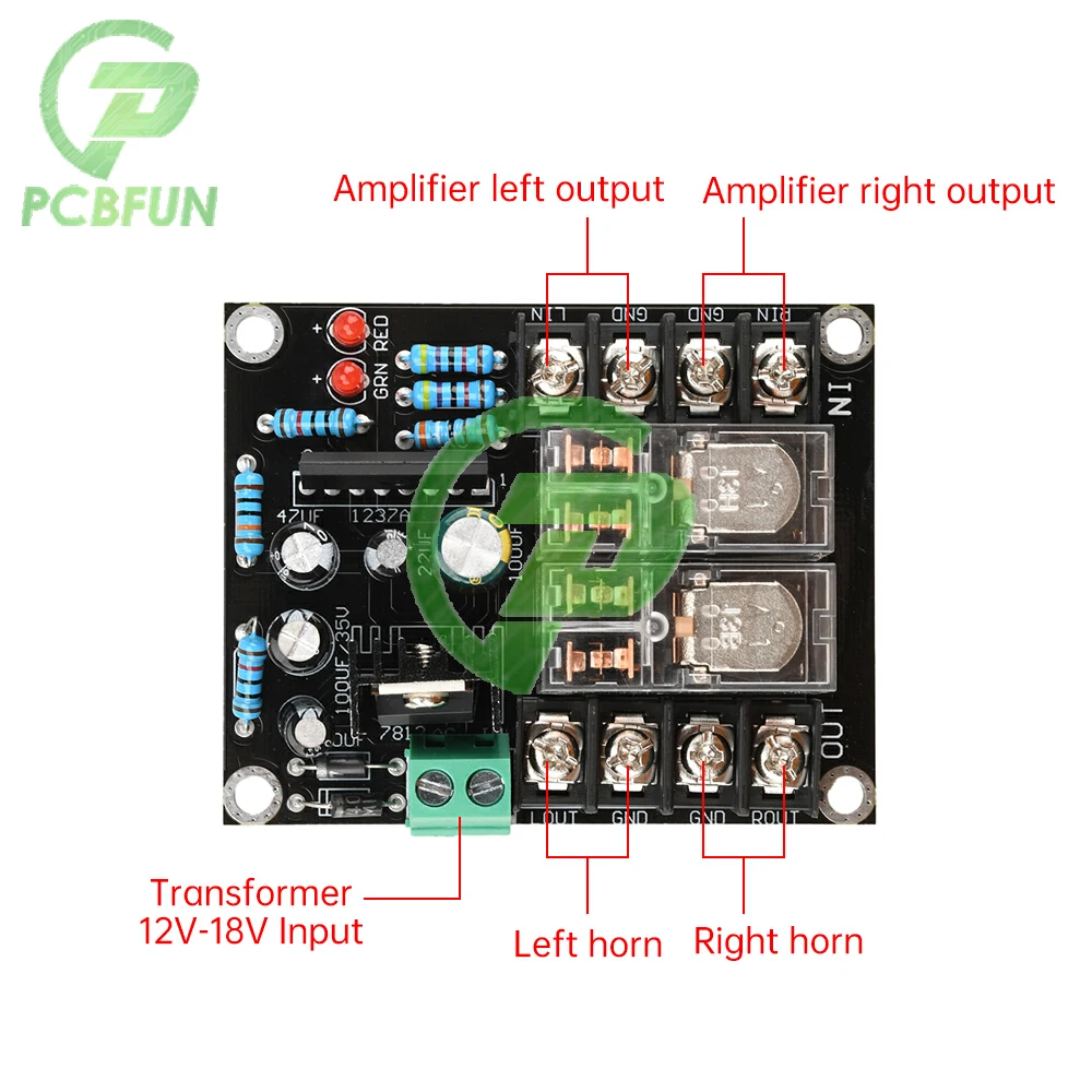 Panneau de Protection de haut-parleur UPC1237, AC 12-18V, Module de klaxon à Double relais parallèle 300W X 2, assemblage de haut-parleurs
