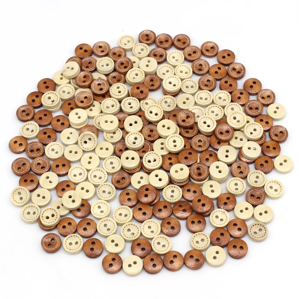 100 o 200 pezzi mini 1cm colore misto bottone per cucire in legno scrapbook caffè punteggiato rotondo quattro fori per accessori per cucire