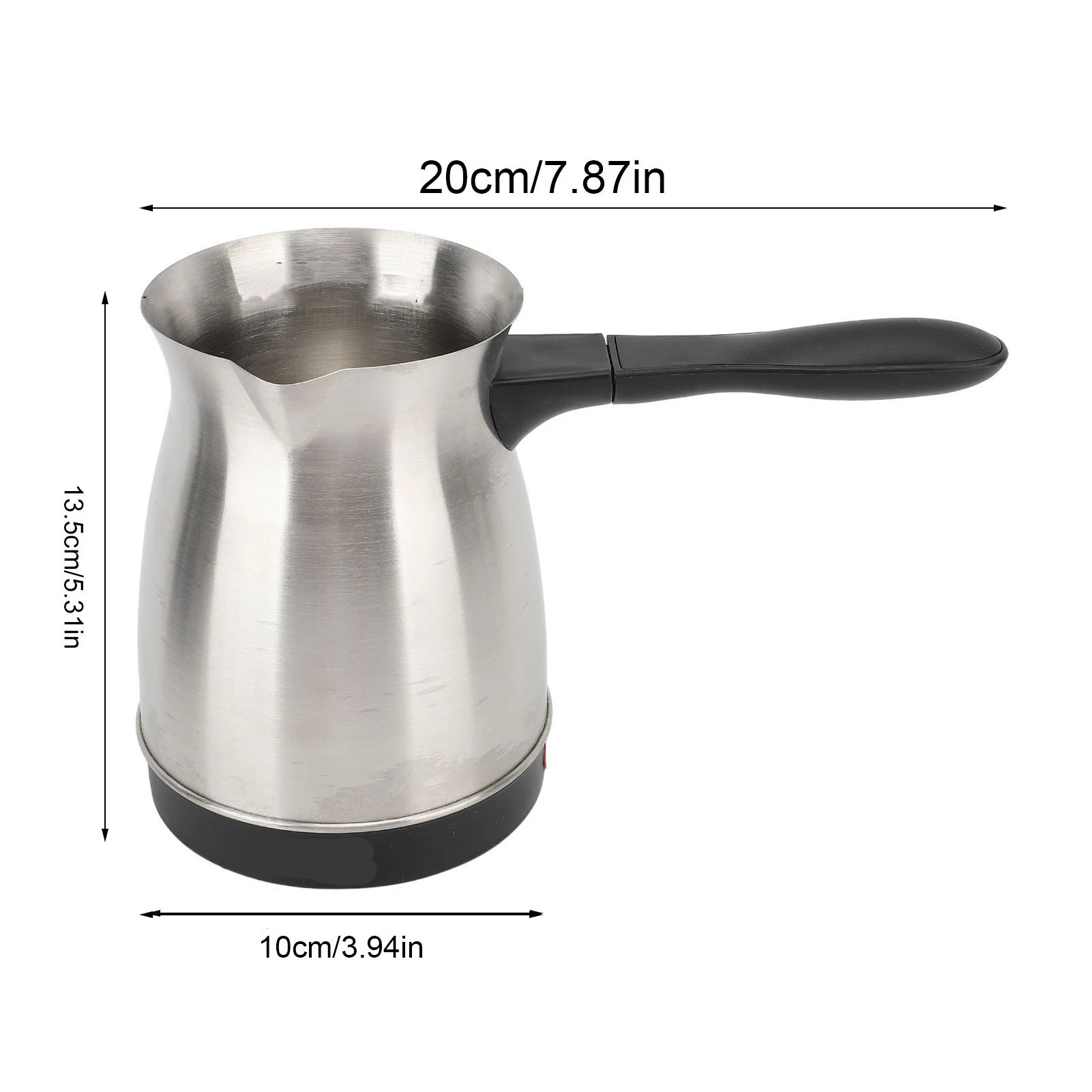 وعاء قهوة كهربائي من الفولاذ المقاوم للصدأ سعة 600 مل مع مقبض مريح لصانعة القهوة التركية للمنزل