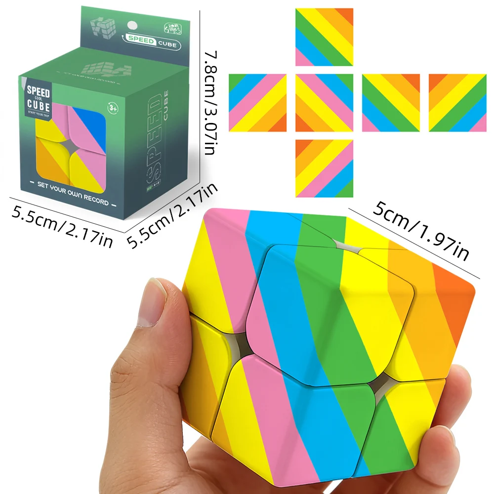6 Color Cube, 2x2 Cube Puzzle Cube, 2x2x2 Puzzle, Ideal Cube Puzzle for Adults, Christmas/Birthday Gift