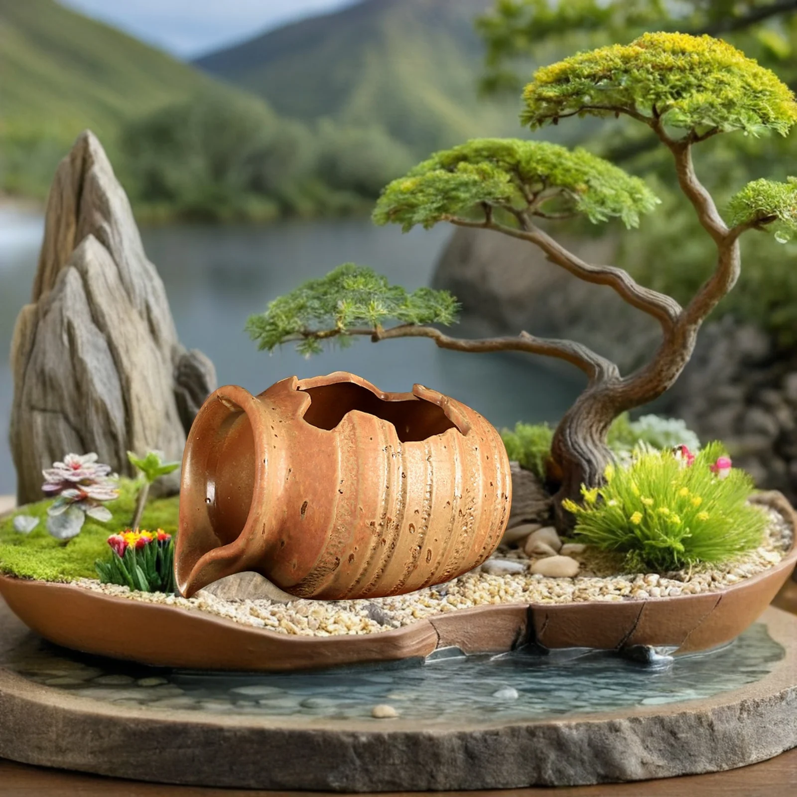 حديقة السيراميك جرة نافورة ديكور جرة تداول المياه في الهواء الطلق شلال طبيعي الاسترخاء نافورة المناظر الطبيعية ديكور #6