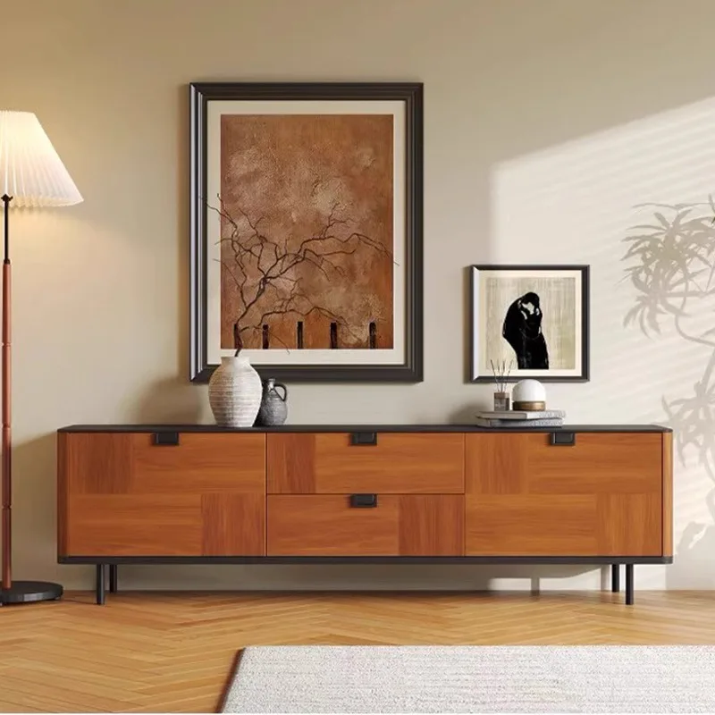 Medieval solid wood TV cabinet French retro living room side cabinet Locker Italian simple home combination cabinet