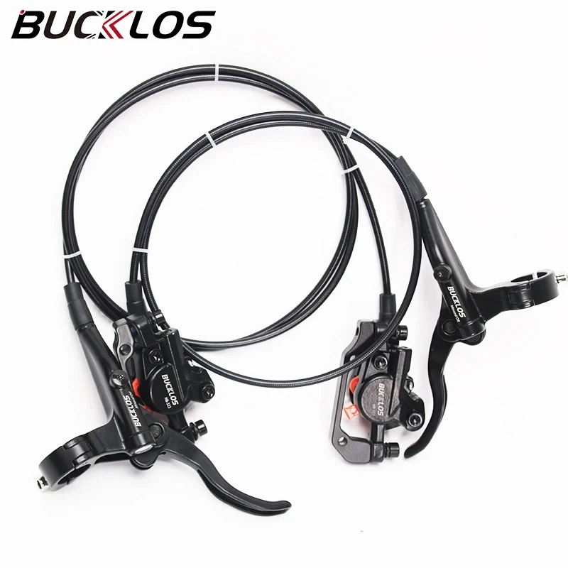 BUCKLOS MTB Hydraulic Brakes Set Mountain Bike Oil Pressure Disc Brake 800/1500mm Bicycle Front Rear Brake Caliper Lever Rotor