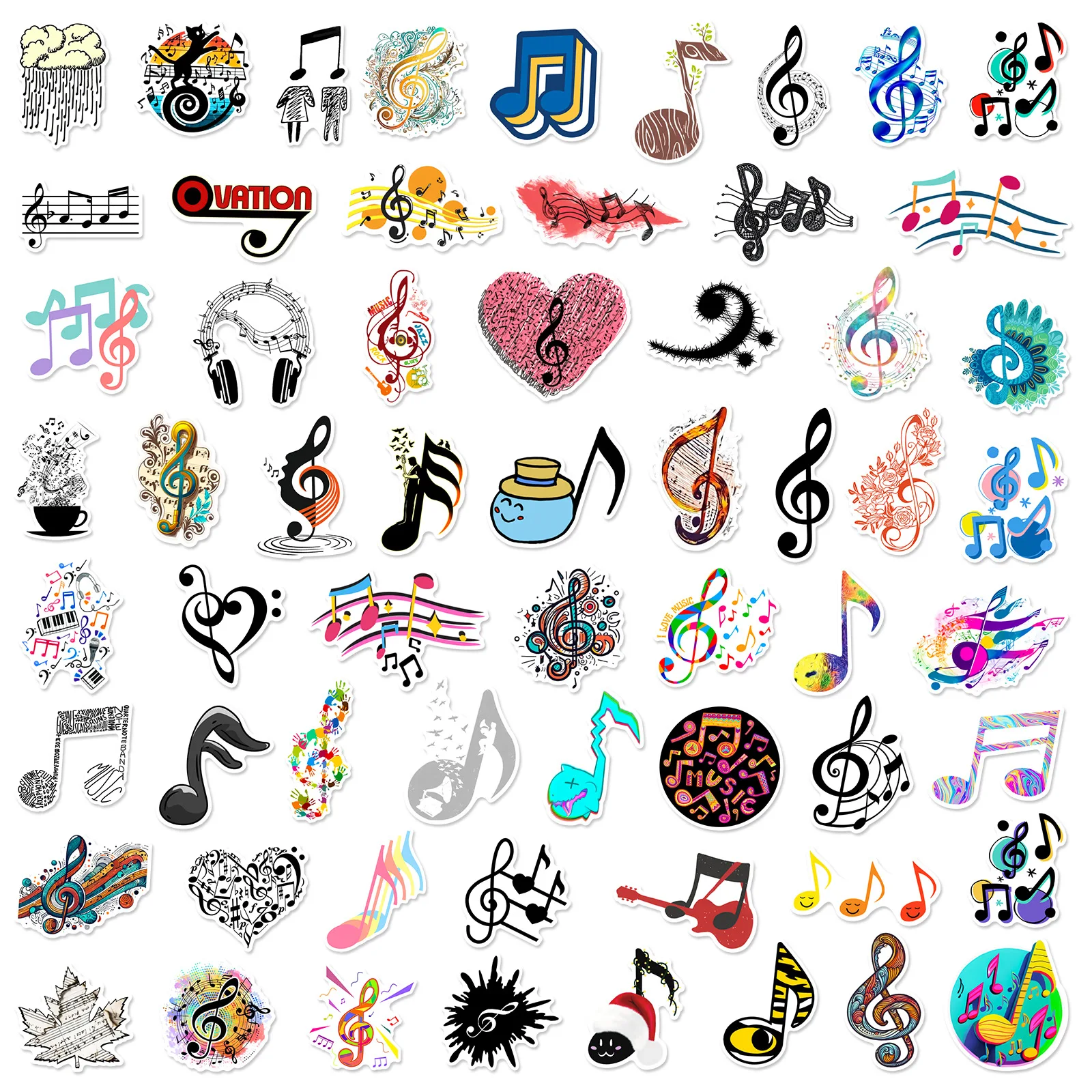 

60PCS New Musical Note Graffiti Stickers Funny Cartoon Decal For Laptop Phone Helmet Guitar Suitcase Skateboard Kid Toys Gifts
