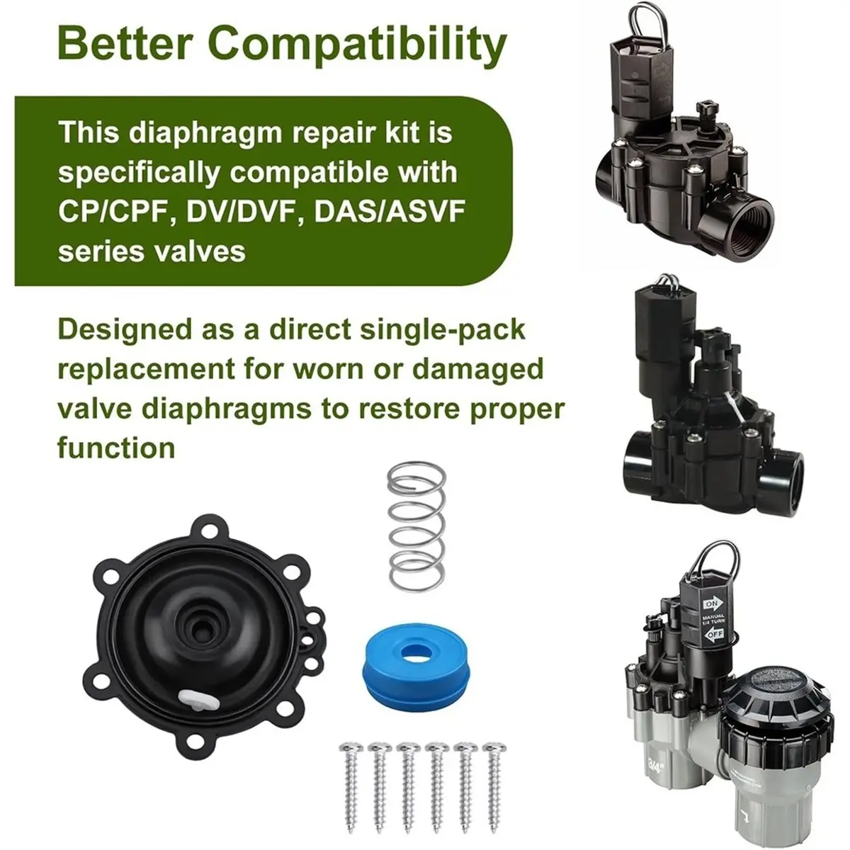3pack Diaphragm Repair Kit for DRKCP/CPF, Replacement for CP, CPF, DV, , DAS, ASVF Series Valves