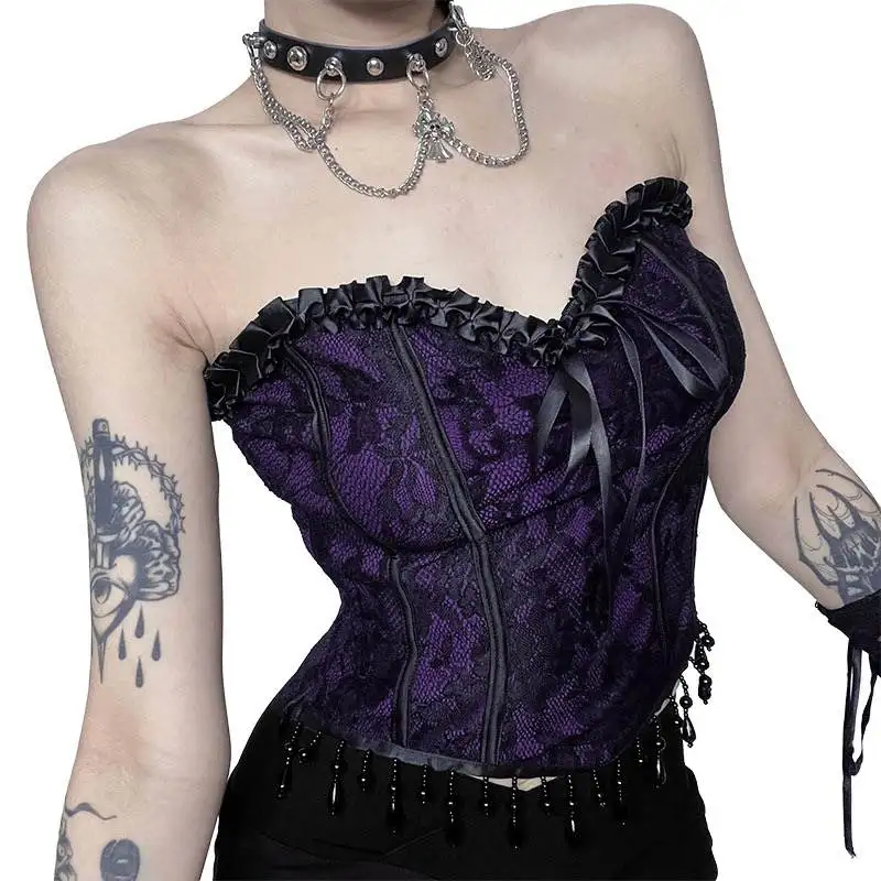 

K Панк Sle Сексуальный бархатный топ с ремешками или длина Фестиваль Хэллоуин Готический Sle Fem up Костюм для выступлений