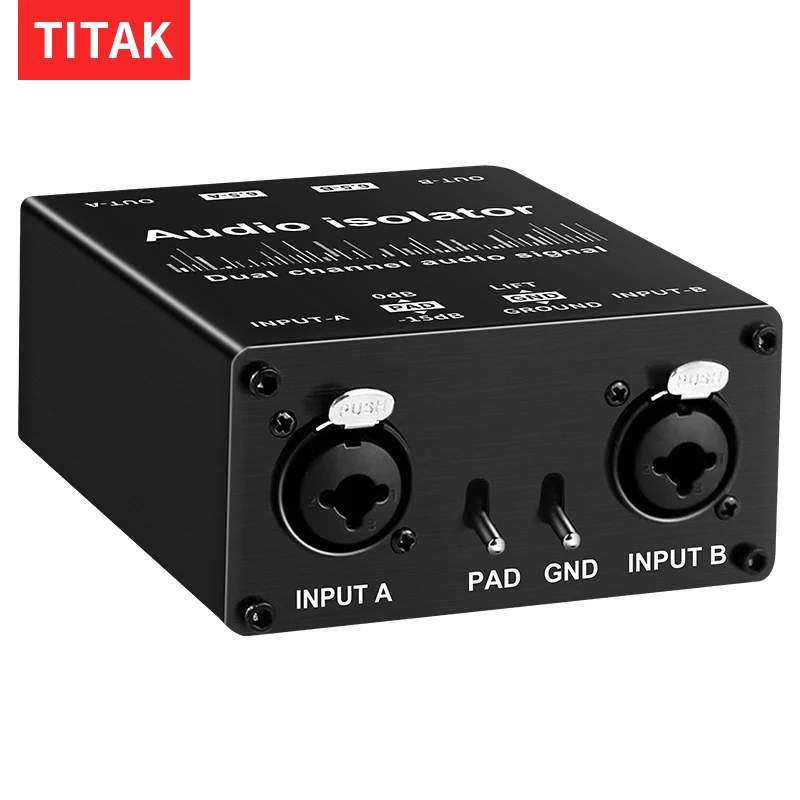 1Pcs Audio Isolator Audio Signal Isolator Eliminates Current Noise Dual-Channel 6.5 XLR Mixer Audio Isolator