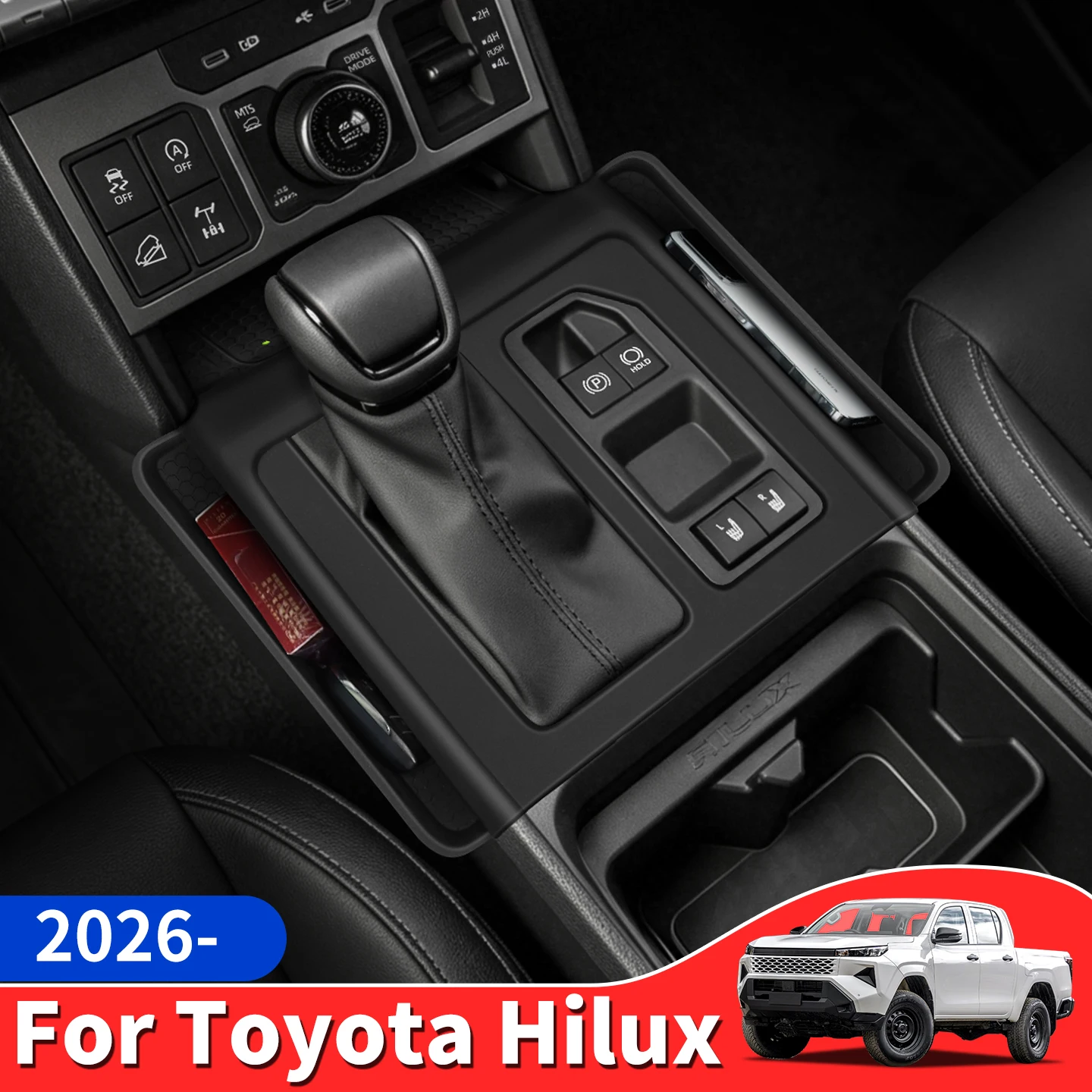 

For 2026 Toyota Hilux Gear Shift Panel Silicone Protection Mat Interior Upgrade Accessories