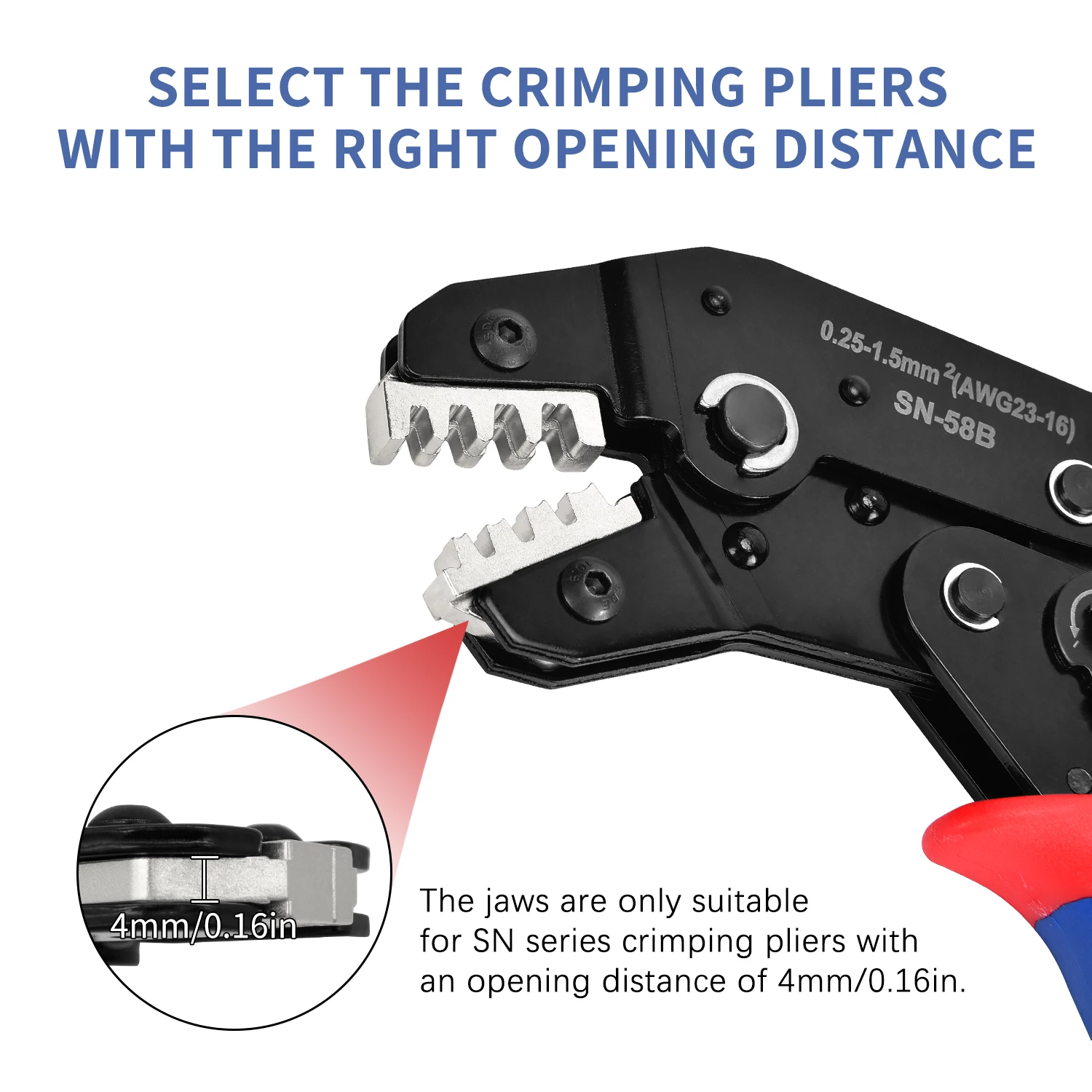 Crimping Tool Pliers Crimp Jaws Set,4mm slot jaws,SN-02C/03H/-6/06/06WF/2546B/2549/58B,Used for Crimping Terminals Crimper