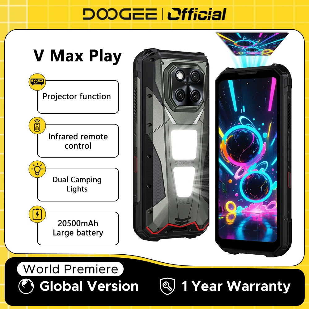 DOOGEE V Max Play 5G Projector Rugged Phone 6.78
