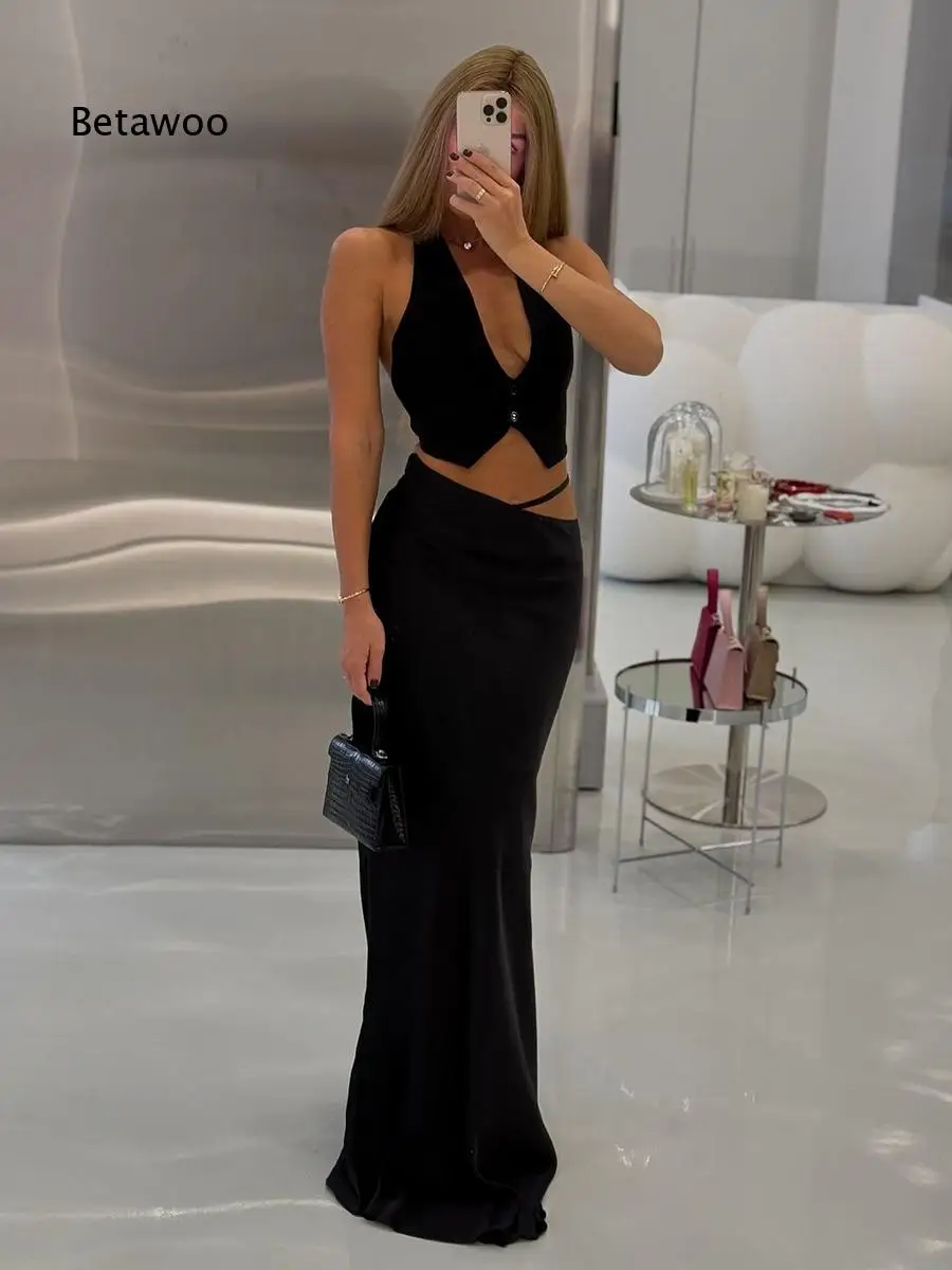 Women Solid Color Soft Stretchy Long Maxi Skirt Slim Fitted High Waist Flowy Floor Length Skirt For Beach Vacation Dating Party