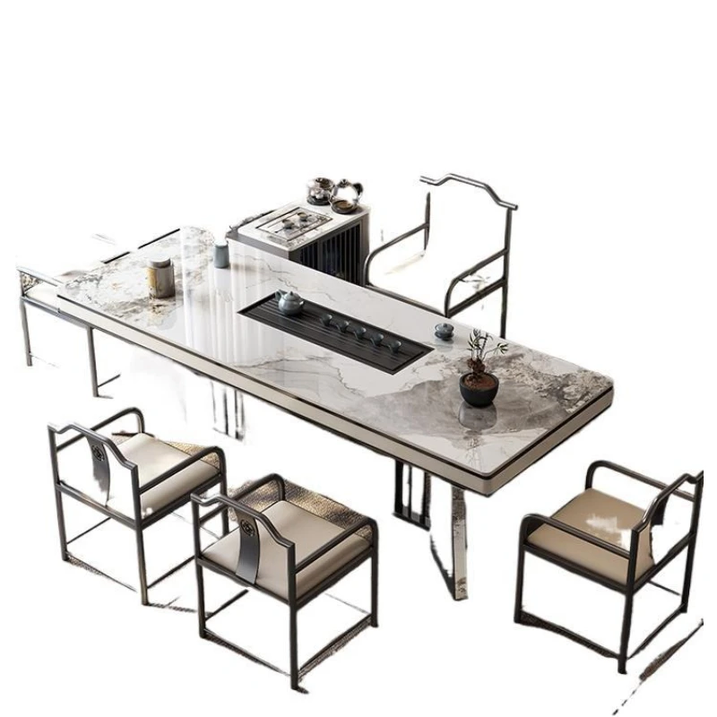 

Modern light luxury, rock slab tea table and chair combination, office tea table, household