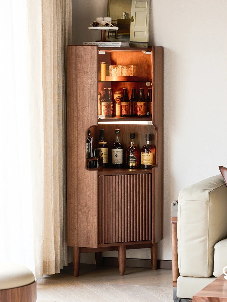 

muebles de salónNorth America Black Walnut Corner Wine Cabinet Living Room Corner Cabinet Modern Minimalist Solid Wood Triangle