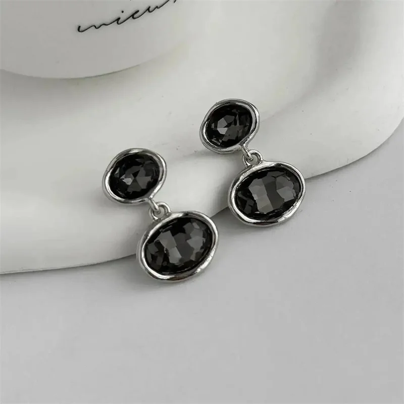 Y2K Goth Liquid Heart Cross Star Pendant Earrings Women Red Zircon Love Dangle Earring Gothic Irregular Tassel Earrings Jewelry
