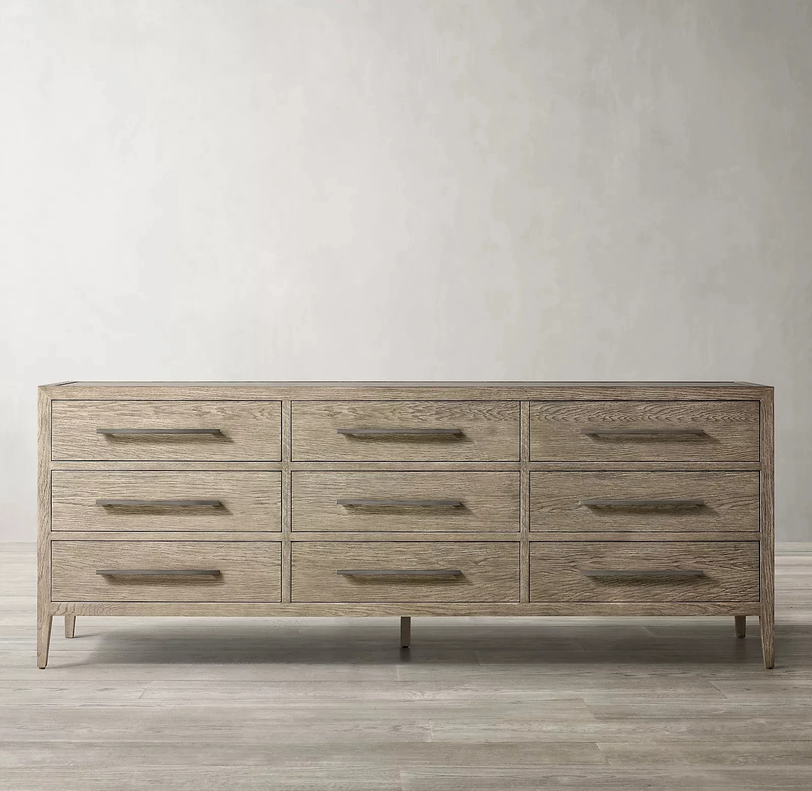 Modern french contemporary bedside closed oak wood home bedroom furniture 9-drawer dresser