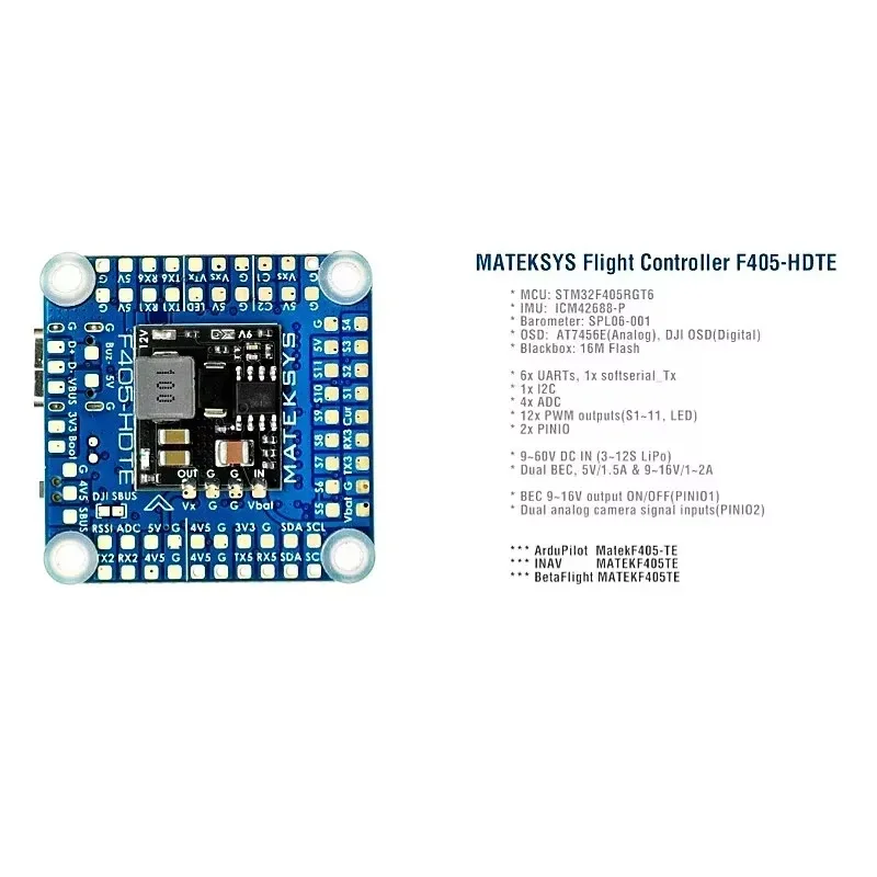 

MATEK F405 HDTE F4 Flight Controller Dual FPV Drone Supports DJI HD VTX