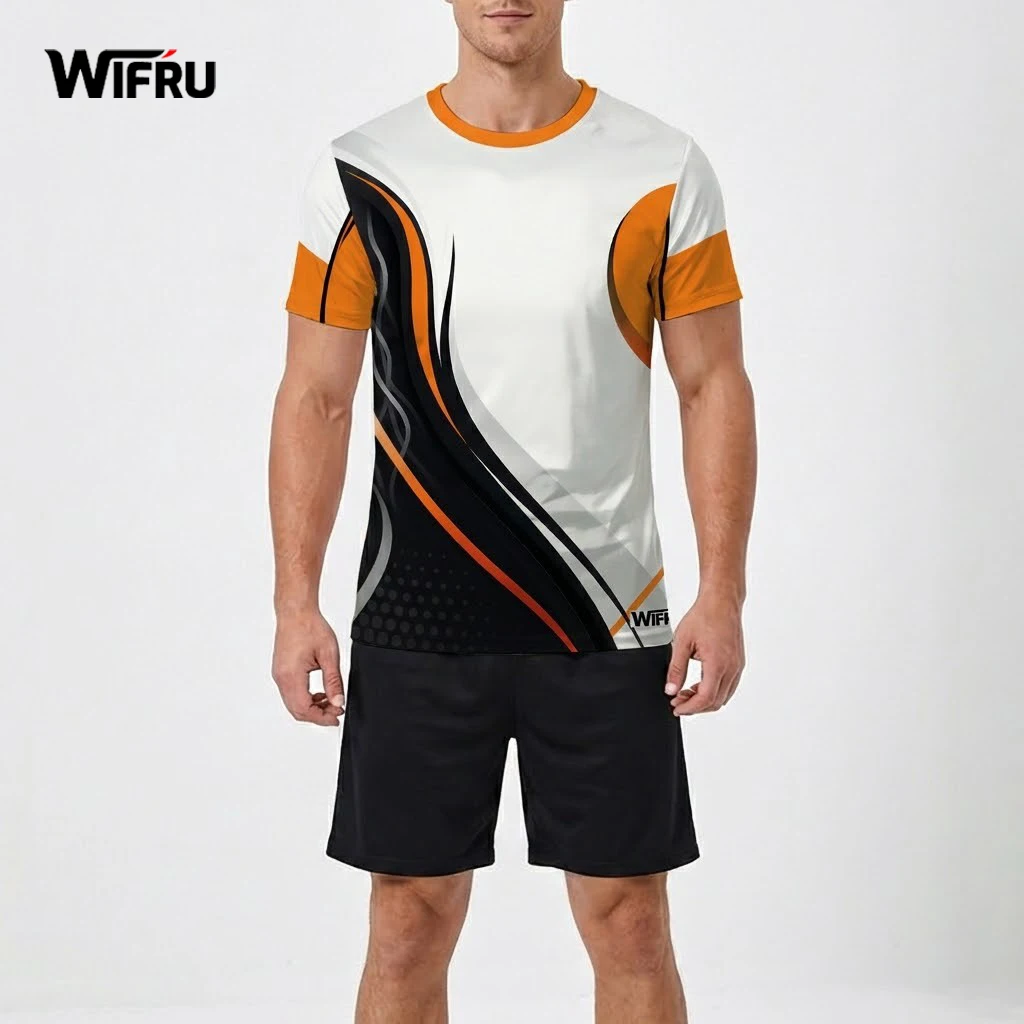 

Спортивные дышащие трикотажные изделия на заказ, WIFRU, новые модные футболки с короткими рукавами и принтом, мужская и женская конкурентоспособная форма