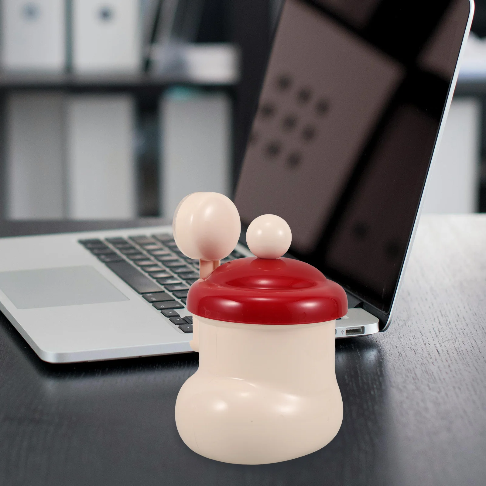 

Cute Christmas Boot Shaped Trash Can Mini Desktop Wastebasket with Cover Wall Mount Suction Cup for Office Home Bathroom