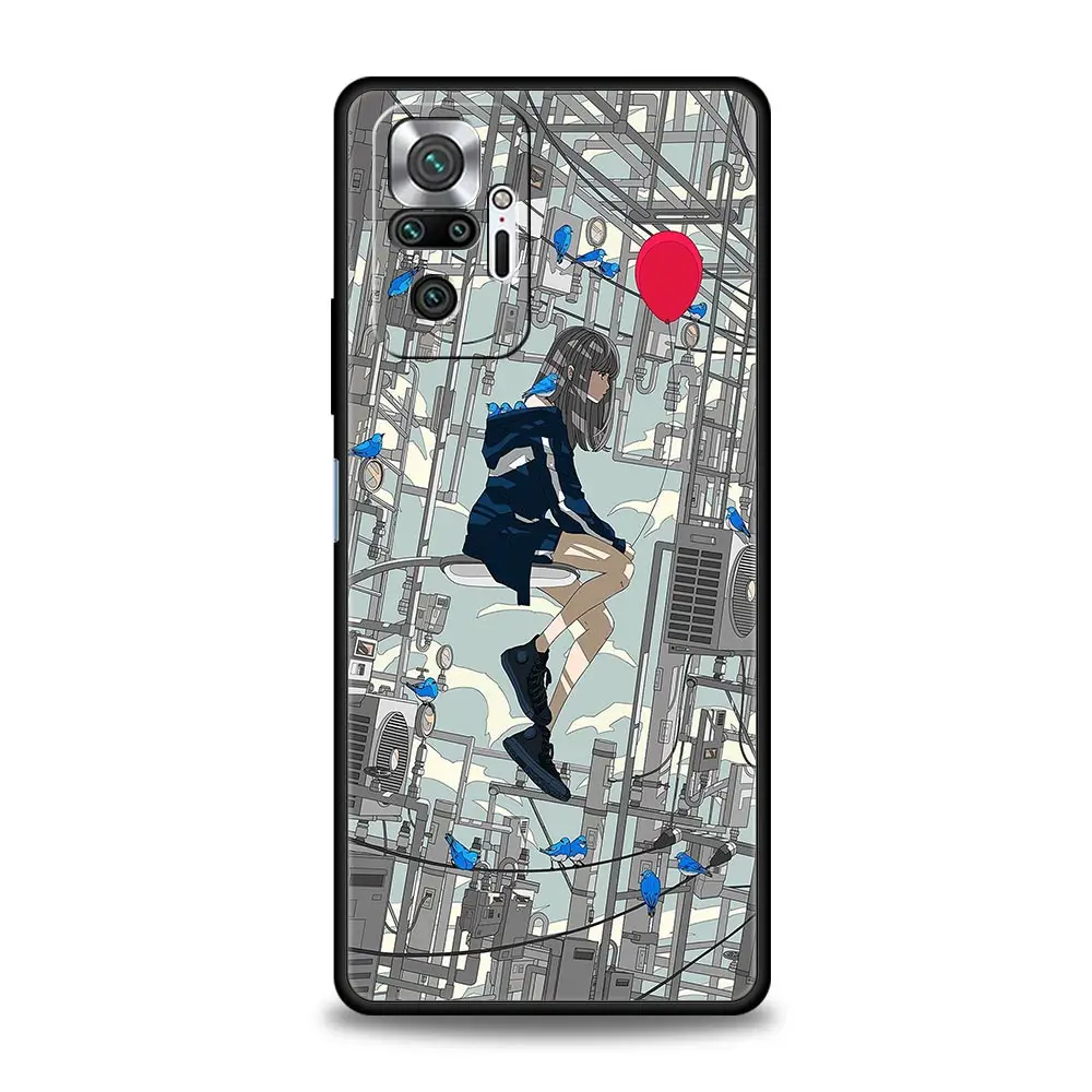 Etui na telefon Xiaomi Redmi Note 12 10 11 9 8 Pro Plus 9S 7 8T 9T 9A 8A 9C K40 Gaming Soft Cover Bumper Anime Girl Art Scenery