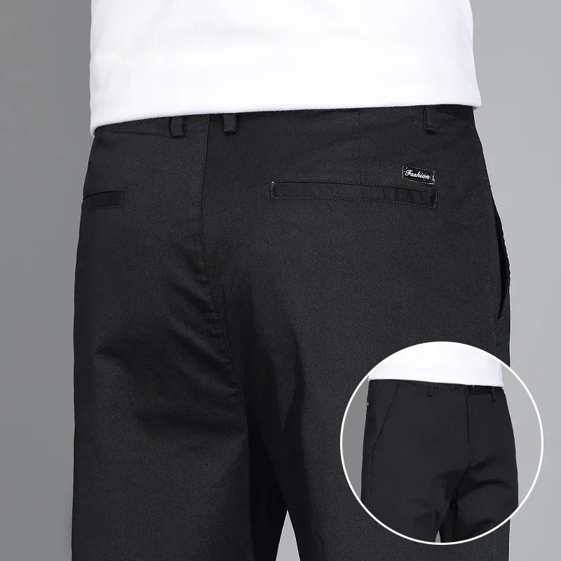 Pantaloni casual da lavoro nuovi da uomo in cotone 98% Pantaloni slim elastici dritti sottili Pantaloni comodi da uomo alla moda Nero Grigio Cachi