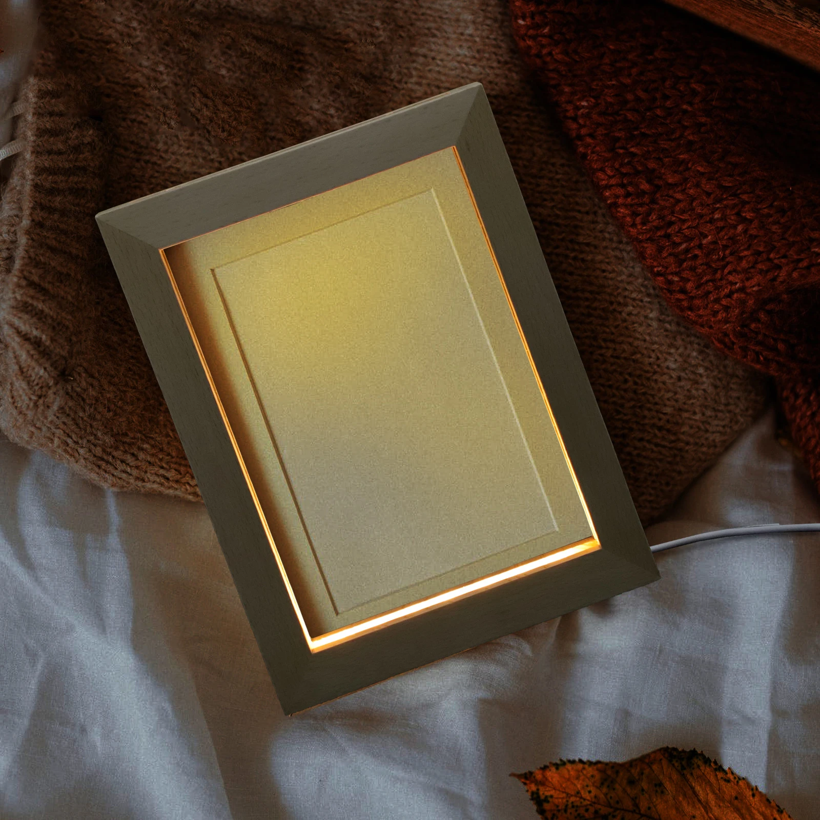 

LED Photo Night Light Wooden Table Top Picture Frame Lighted Light Up Picture Frame Decor Home Bedroom Living Room Kitchen