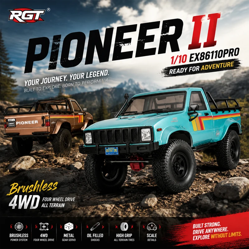 RGT EX86110 PRO PIONEER II 1/10 Brushless 4WD RC Rock Crawler Electric Remote Control Off-Road Model Car for Adults