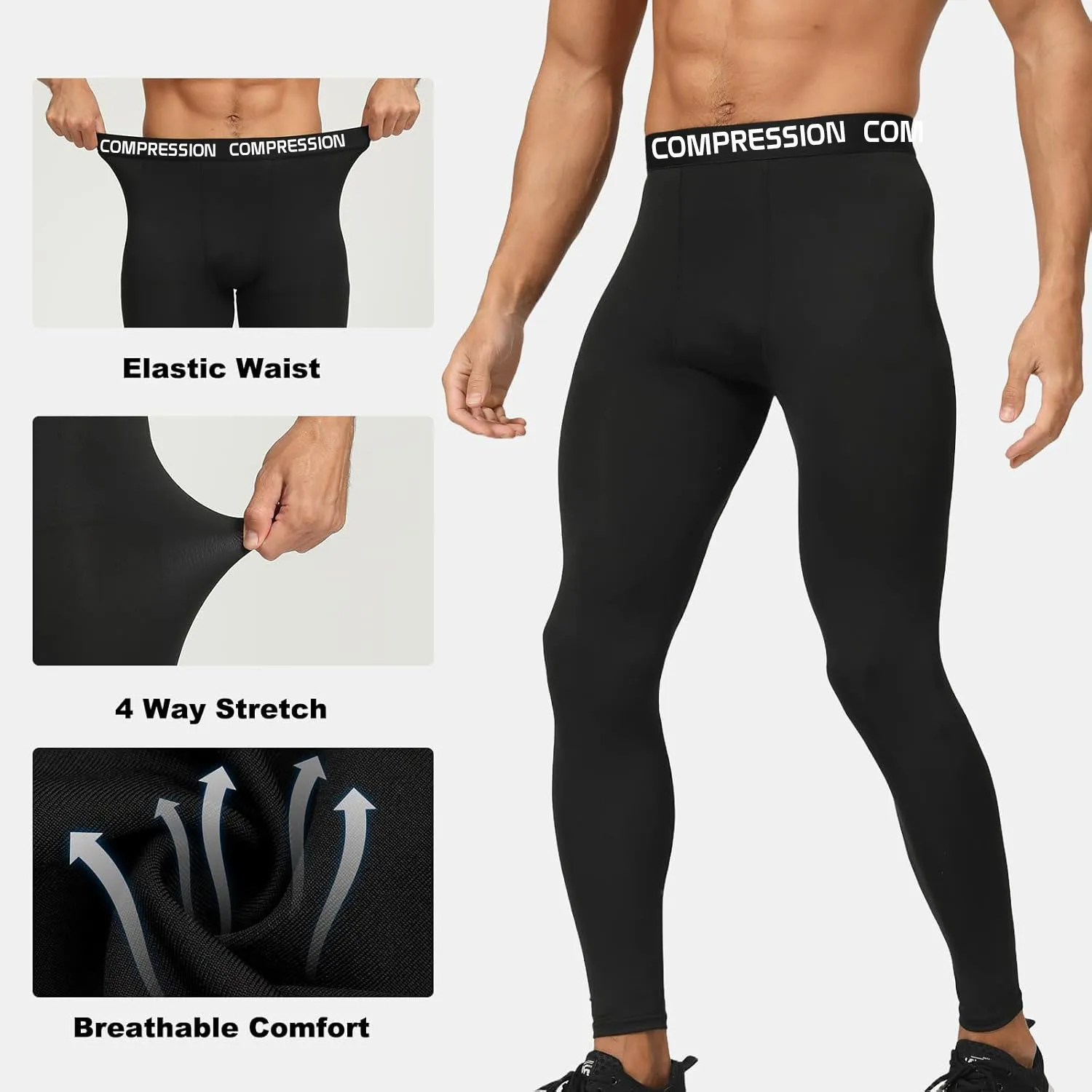 

Men's Compression Tights Pants for Running Gym Basketball Training Elastic Sports leggings with Moisture Wicking & quick dry
