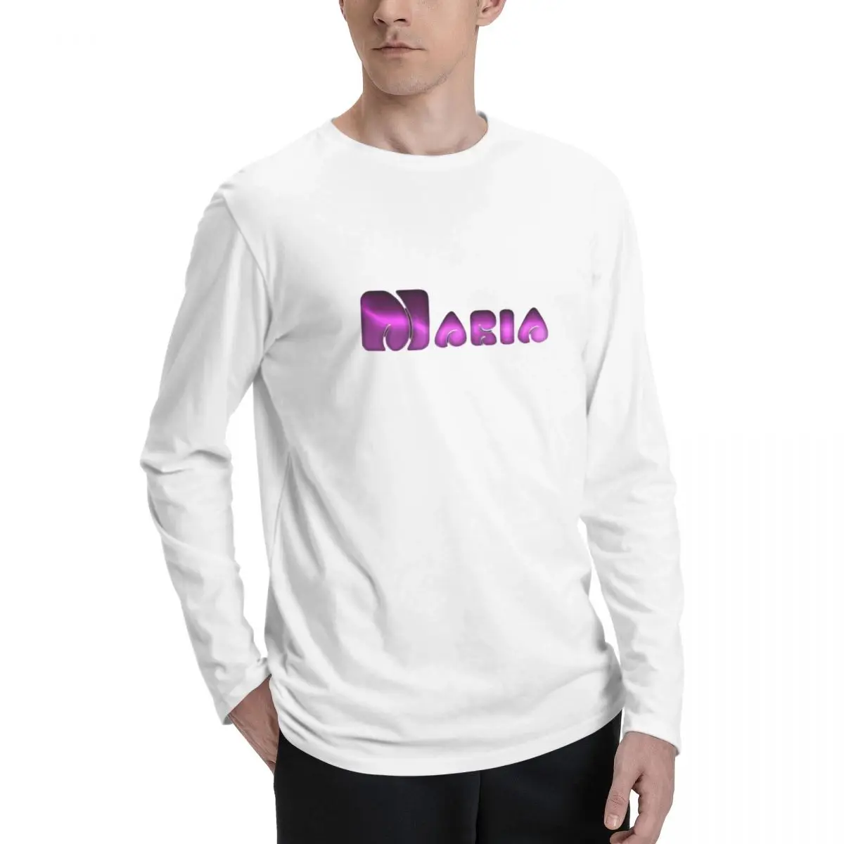 MARIA Stylish Men's Long-Sleeve T-Shirt, Durable Fabric, Relaxed Fit, Perfect for Any Casual Occasion.