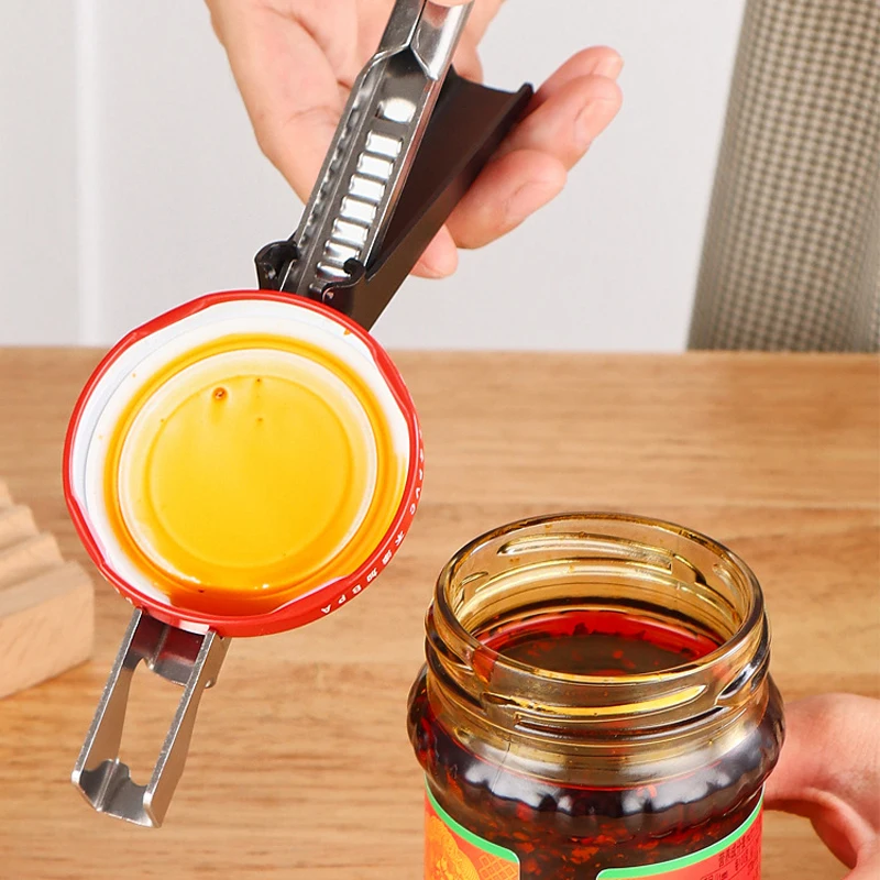 Adjustable Stainless Steel Cap Opener, Anti-Slip Kitchen Jar Bottle Opener Tool, Labor-Saving Lid Gripper for Tight Lids