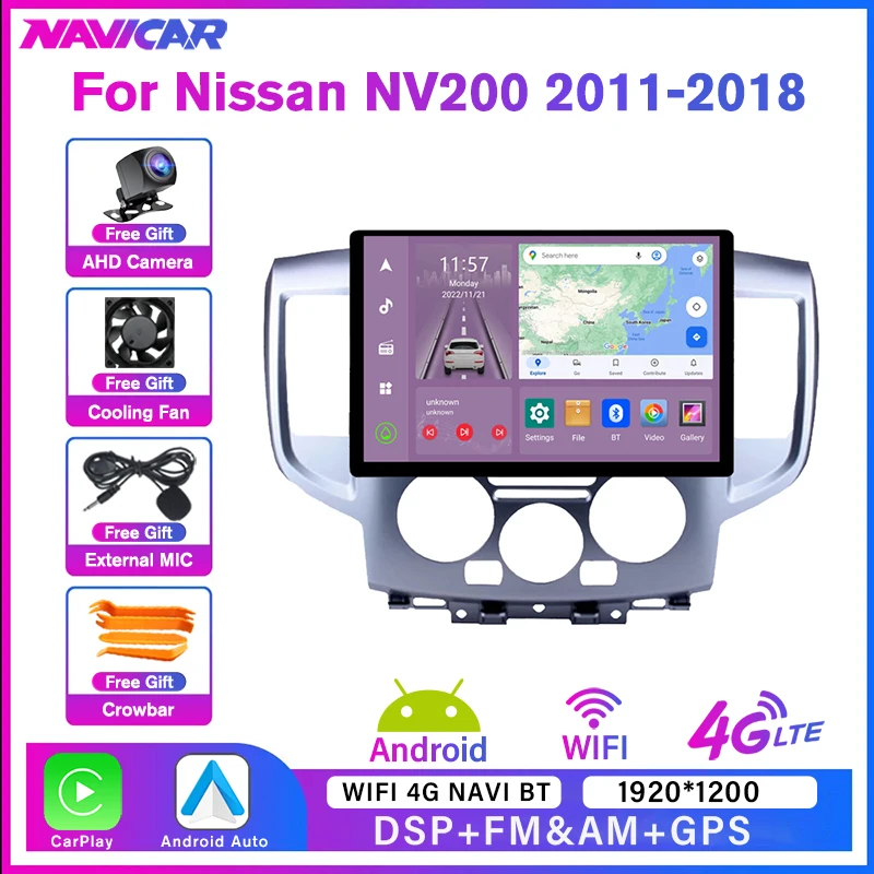 

Автомагнитола NAVICAR, мультимедийный видеоплеер для Nissan NV200 2011-2018, GPS-навигация, Android 10, стереоприемник Carplay DSP