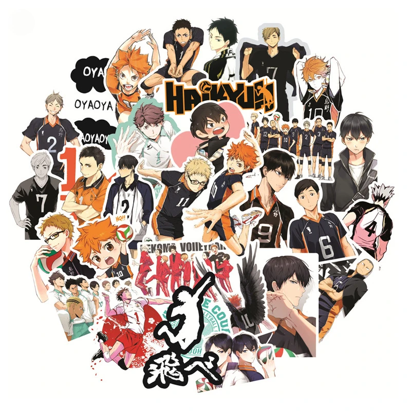 10/30/50PCS Shoyo Hinata Tobio Kageyama Kei Tsukishima Popular Anime Waterproof Graffiti Water Cup Suitcase Skateboard Sticker