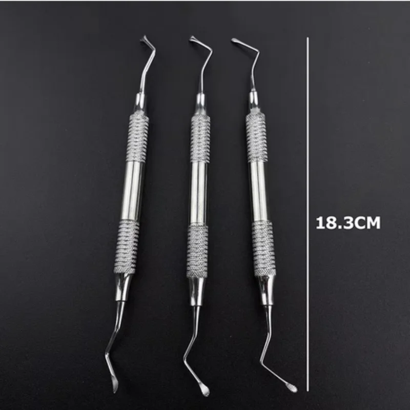 3 sztuk/zestaw Dental Curette Scaler postrzępione Curettes skaler dentystyczny Gracey Bone Curette implant narzędzia dentystyczne ze stali nierdzewnej