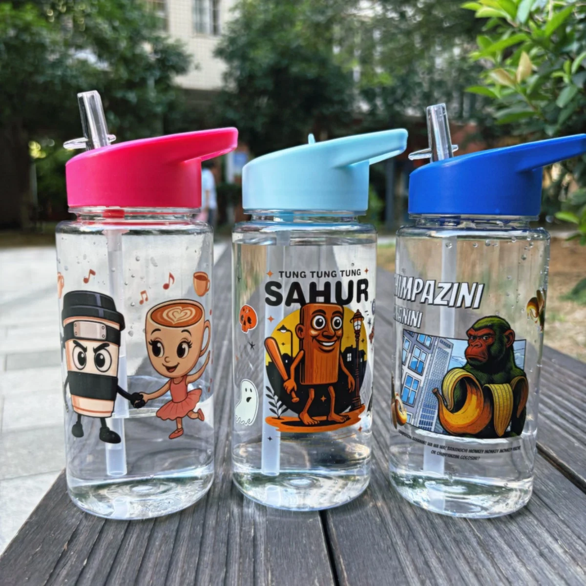 500 ml italienische Brainrot Wasserflasche Outdoor Trinken Cartoon Sport Tassen Tung Tung Sahur Tralalero Tralala Weihnachtsgeschenk