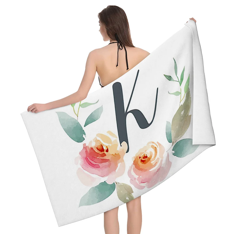 Home bath towels for the body towels bathroom letters and flower quick drying microfiber beach towel man and women large sports