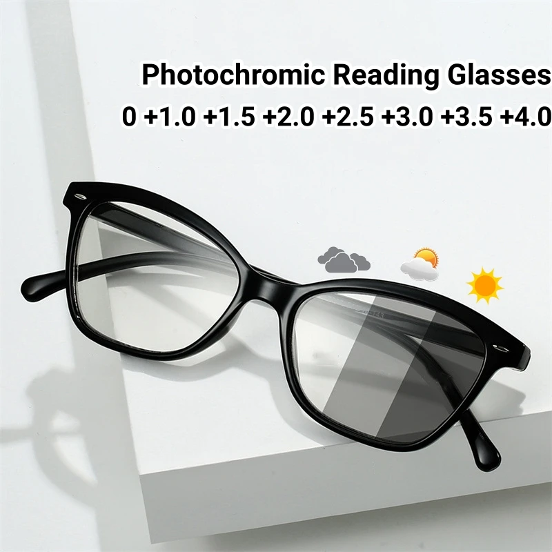 

2024 Business Single Light Photochromic Reading Glasses Fashion Men Women Elderly Eyewear Anti Blue Light Presbyopia Glasses