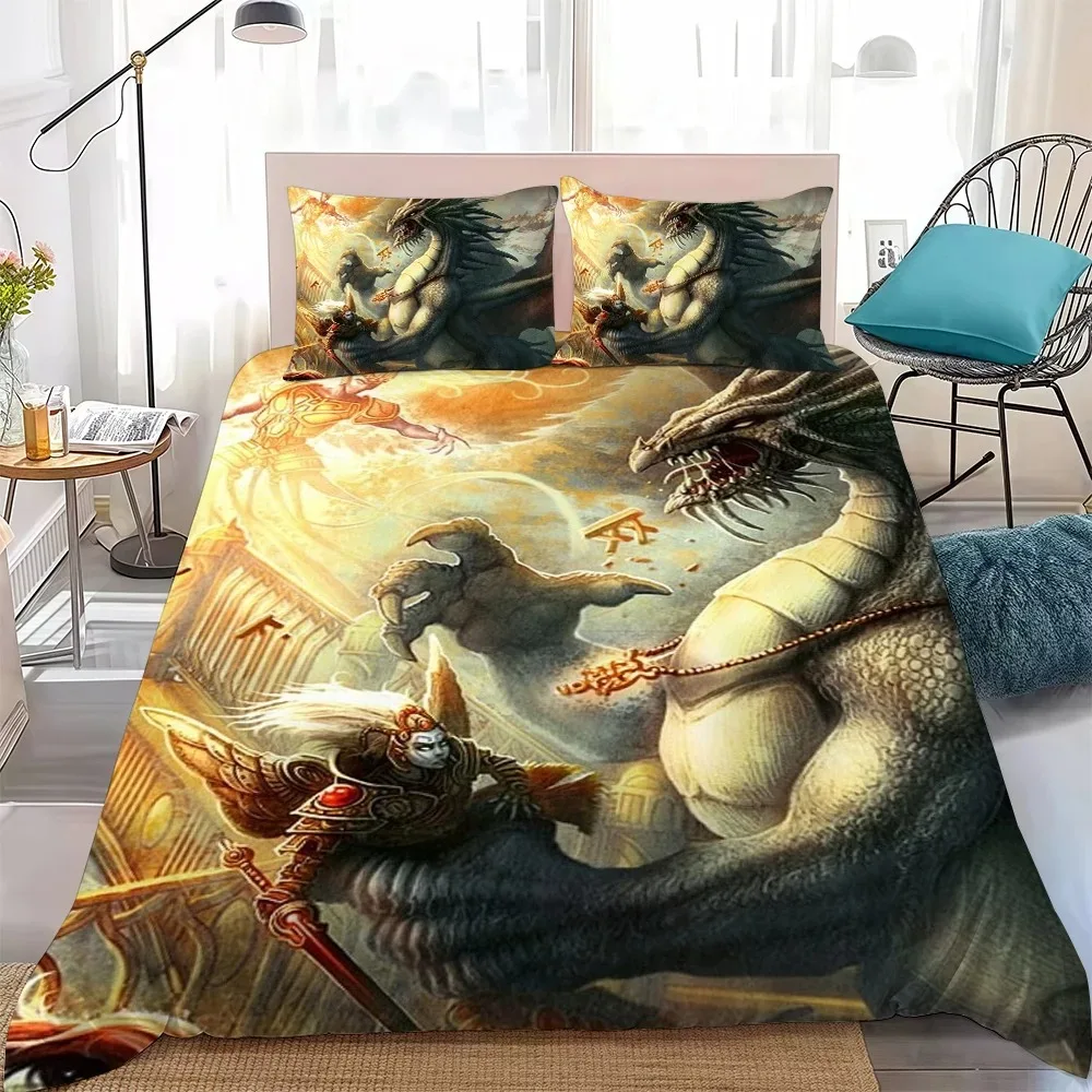Exquisite 3D Dragons Wallpaper Digital Dungeons Printing Bedding Set Duvet Cover Comforter Bed Youth Kids Girl Boys Gift