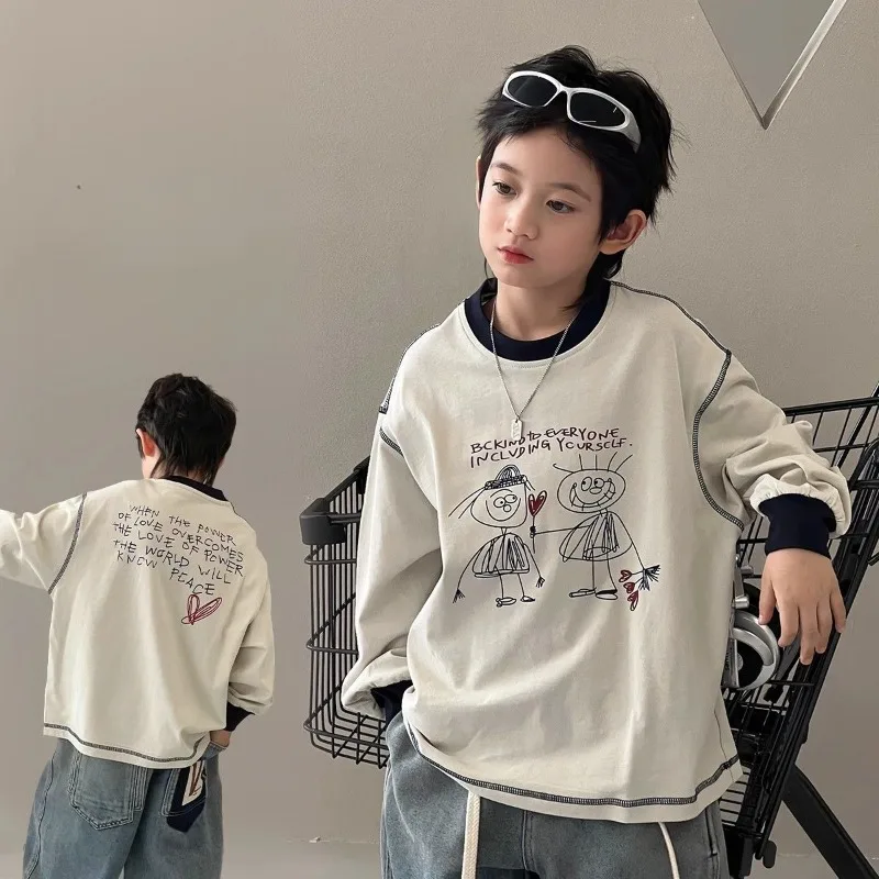 

Loose Letters T-shirt for Kids Boy Children's Clothes Boys' Outdoor Child Years Clothing Boys' 7 14 Korean 2025 Tshirt Top 12 8