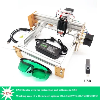 Máquina de grabado láser CNC DIY 15W láser de gran potencia 20*17cm área de trabajo enrutador de madera Mini máquina láser