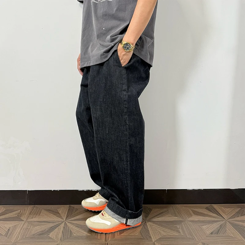 

Loose Fit Pure Cotton Spring Autumn Chino Pants Straight Leg Single Nubu Denim Jeans Waed Japanese Daily Casual Trousers