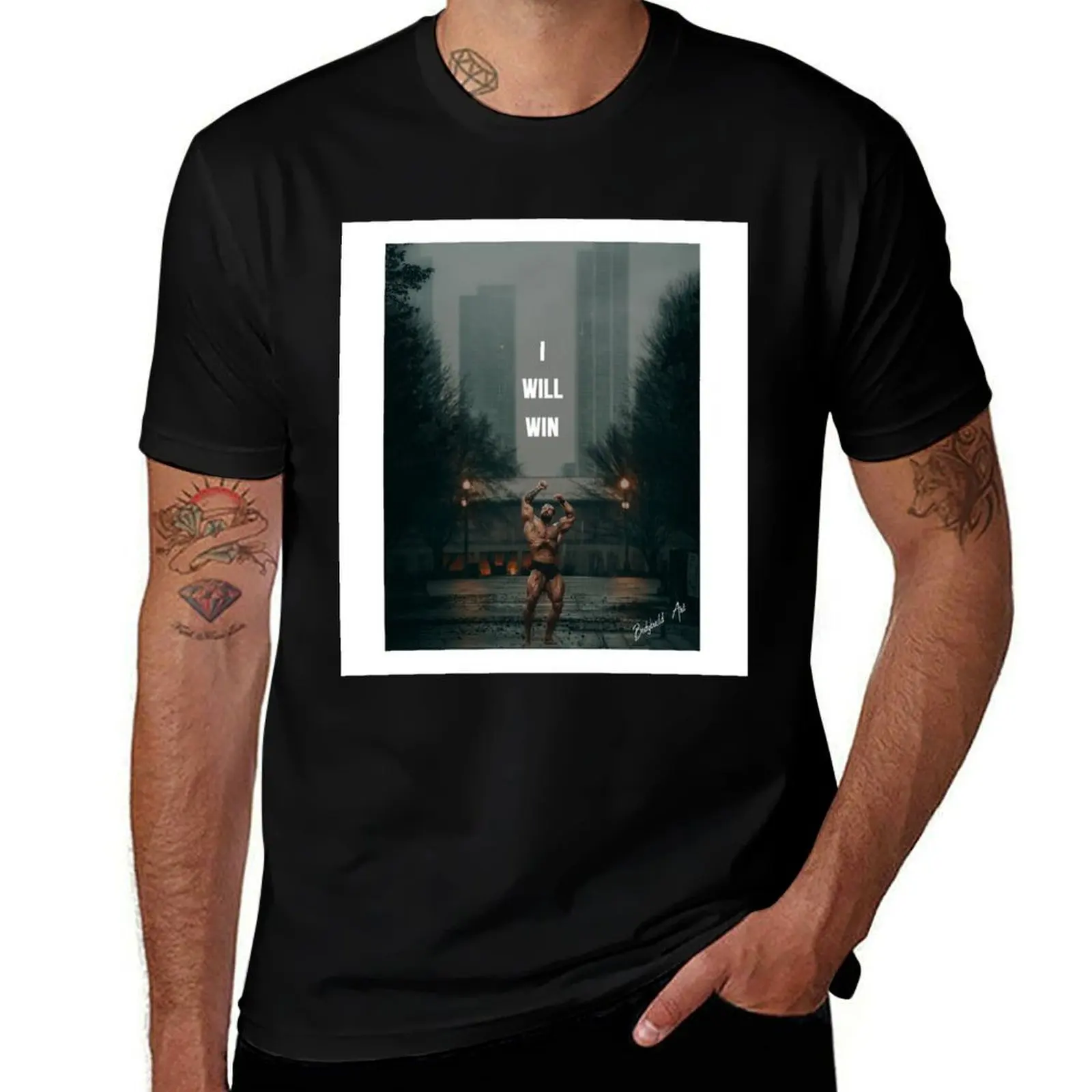 I Will Win - Chris Bumstead Doing The Myth Pose Sleeveless Top T-Shirt Dry Fit Athletic Short Sleeve Shirt