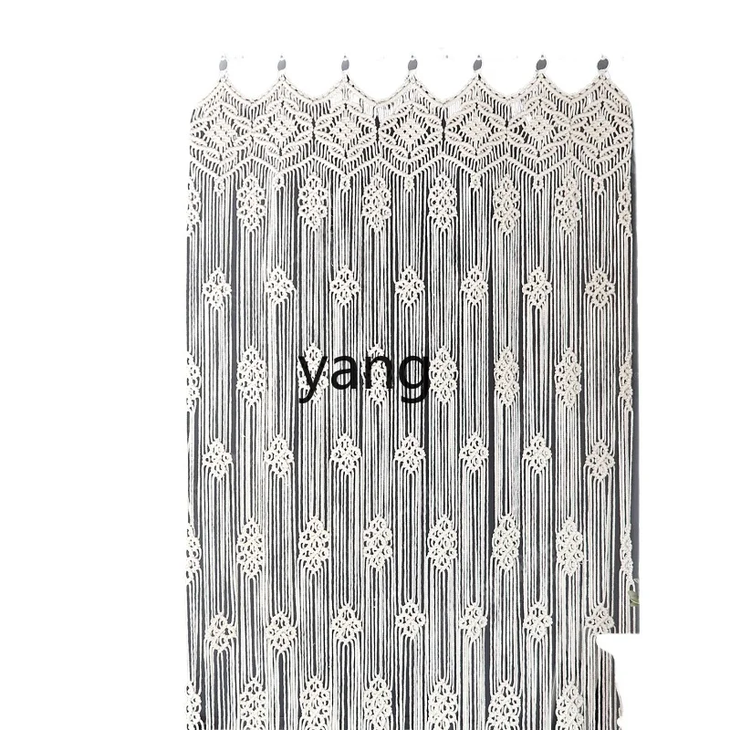 Yjq Hand-Woven Half Shade Portiere Curtains Non-Transparent Punch-Free B & B Decorative Curtain