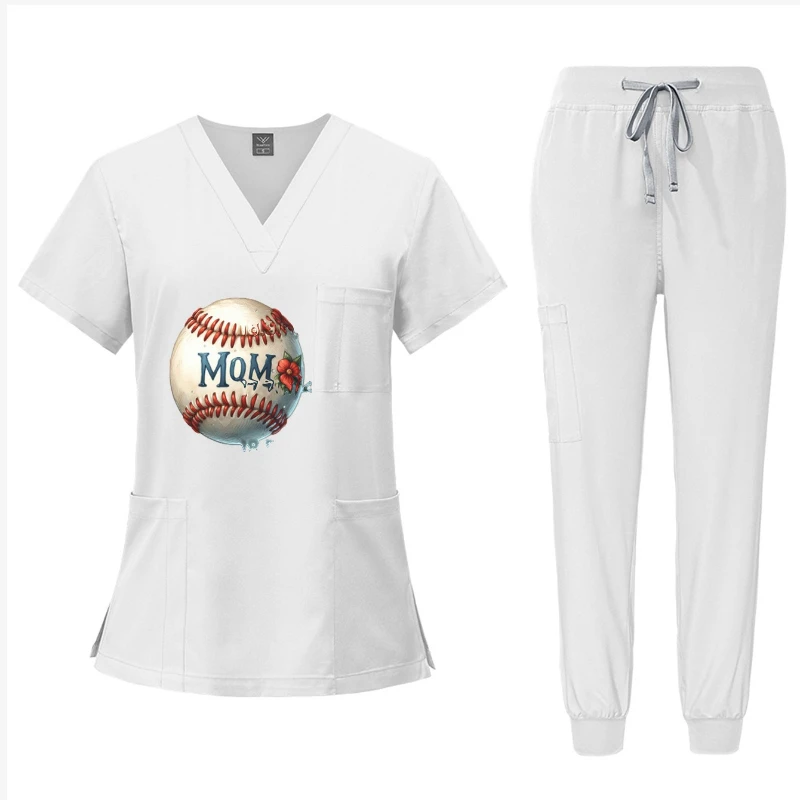 

Unisex Quick-Dry Short-Sleeve Scrubs Custom Print Surgical Gown Nurse Pet Hospital Lab Uniform