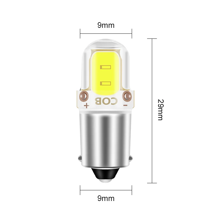 10x BA9S Car LED T4W H6W LED CANBUS COB 2LED Bulb Car Interior License Plate Light Marker Reading Auto Lamp White 6000K 12V