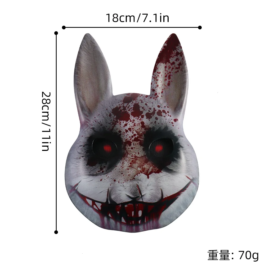 Coniglio Viso Cosplay Prop Coniglio Maschera Copertura Spaventoso Vestito insanguinato Costume Accessorio per feste per Halloween Party Donne adulte Uomini