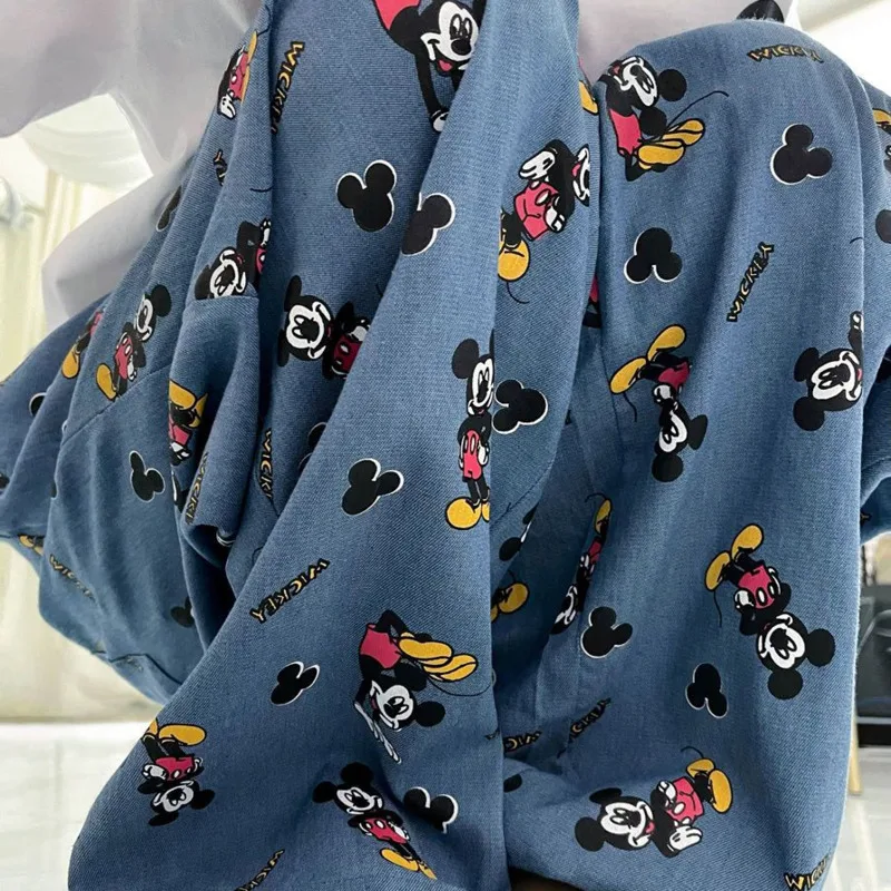 

Disney Cute Trendy Cartoon Print Mickey Mouse Jeans For Women Couple Casual Wide Leg Denim Pants Cartoon Autumn Trousers Clothes