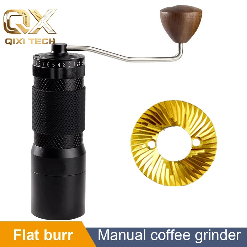 49MM Portable Small Coffee Bean Grinder Mill Adjustable Titanium Flat Burr Espresso Coffee Grinder Milling Tool Ghost Teeth