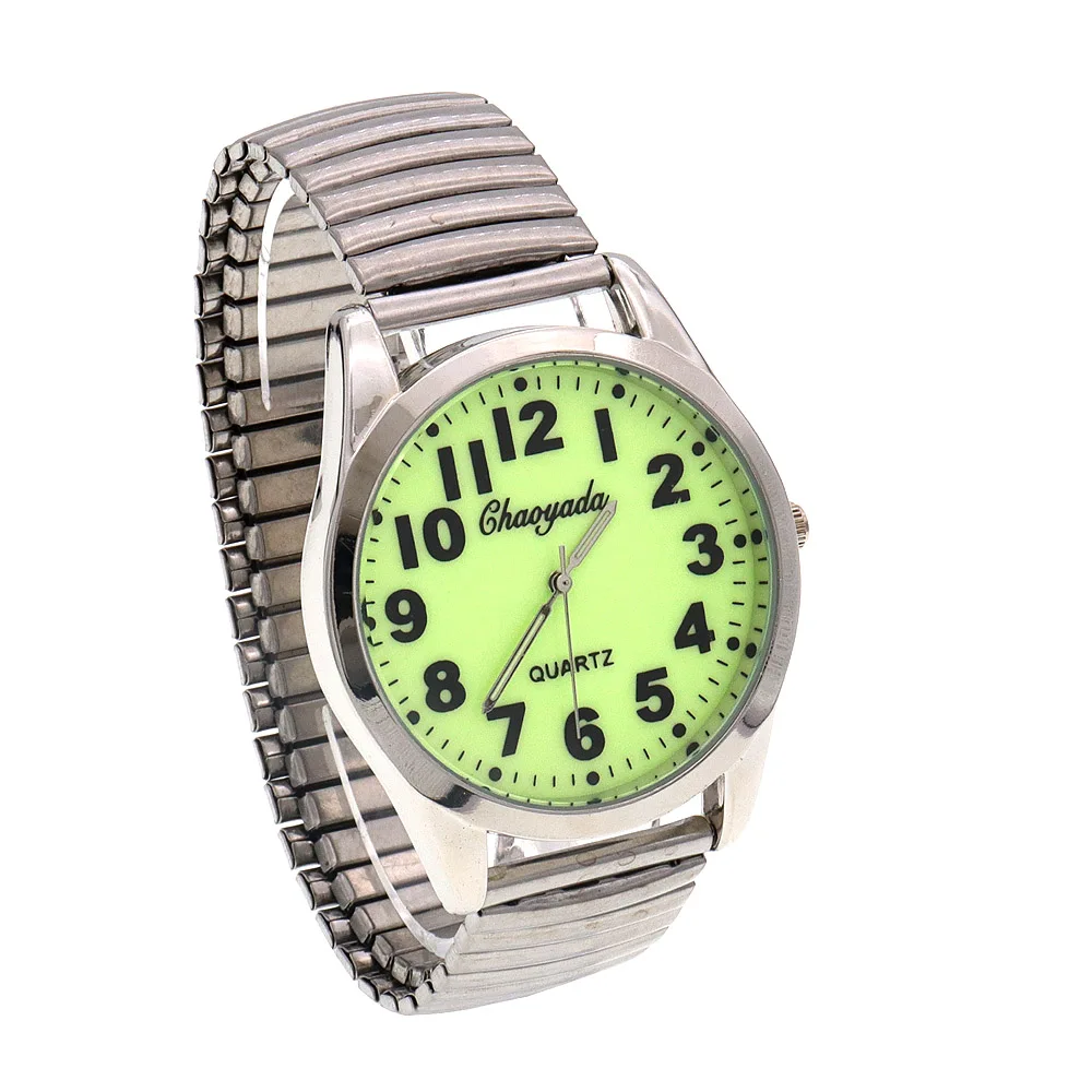 Elastic Elastic Band Quartz Couple Fashion Pair Watch Elderly Large Dial Pointer Digital Surface Men's Watch For Men Women