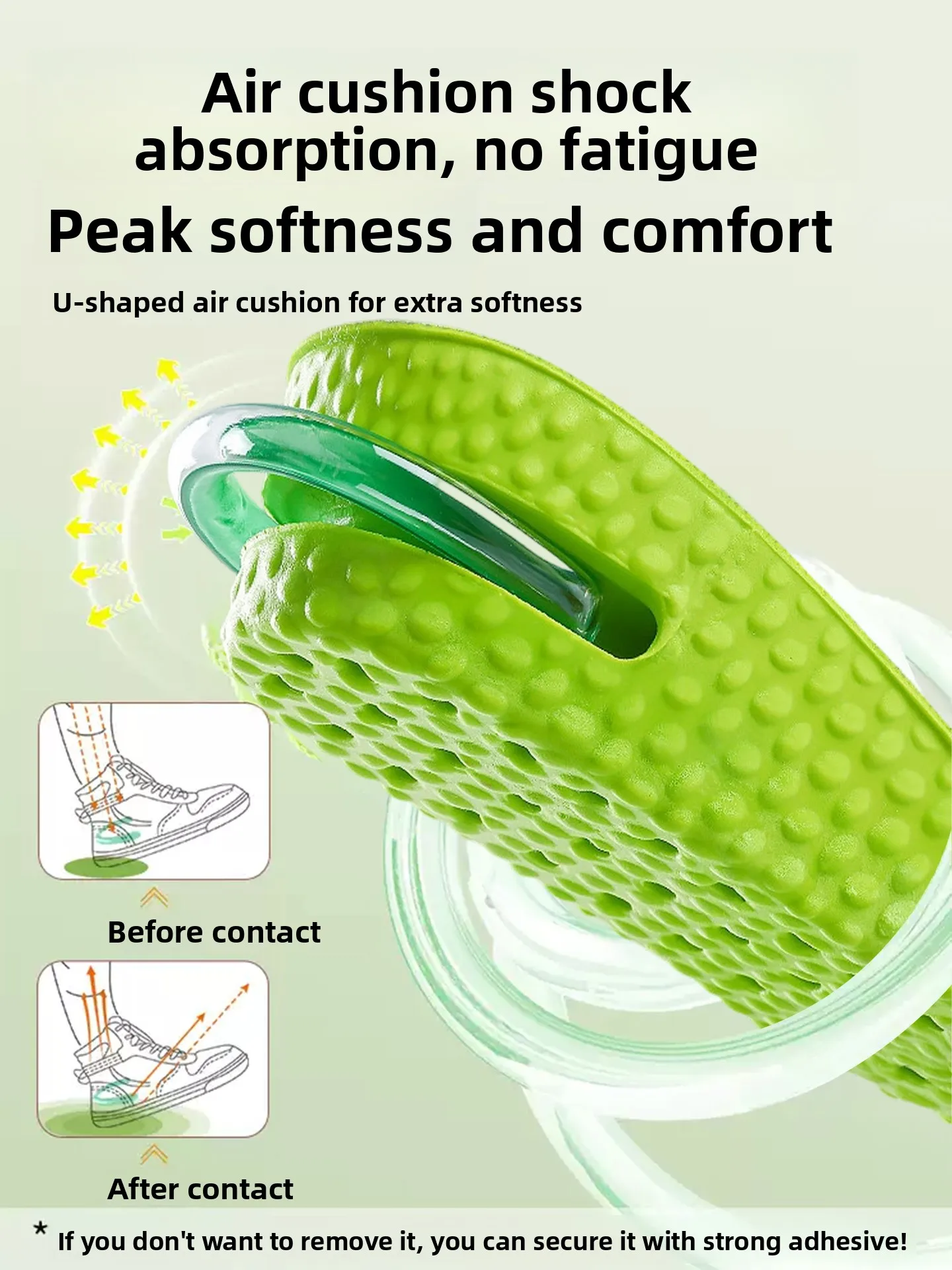 Invisible Heightening Shoe Inserts Sports Air Cushion Shock Absorption Comfortable Men's And Women's New Style Anti-Odor