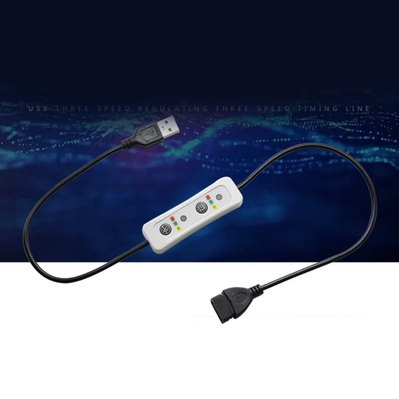 USB Cable with Extension Cable 0.5h/1.5h/3h Timing 3-Speed Control for USB Lamp USB Fan Power Supply Line