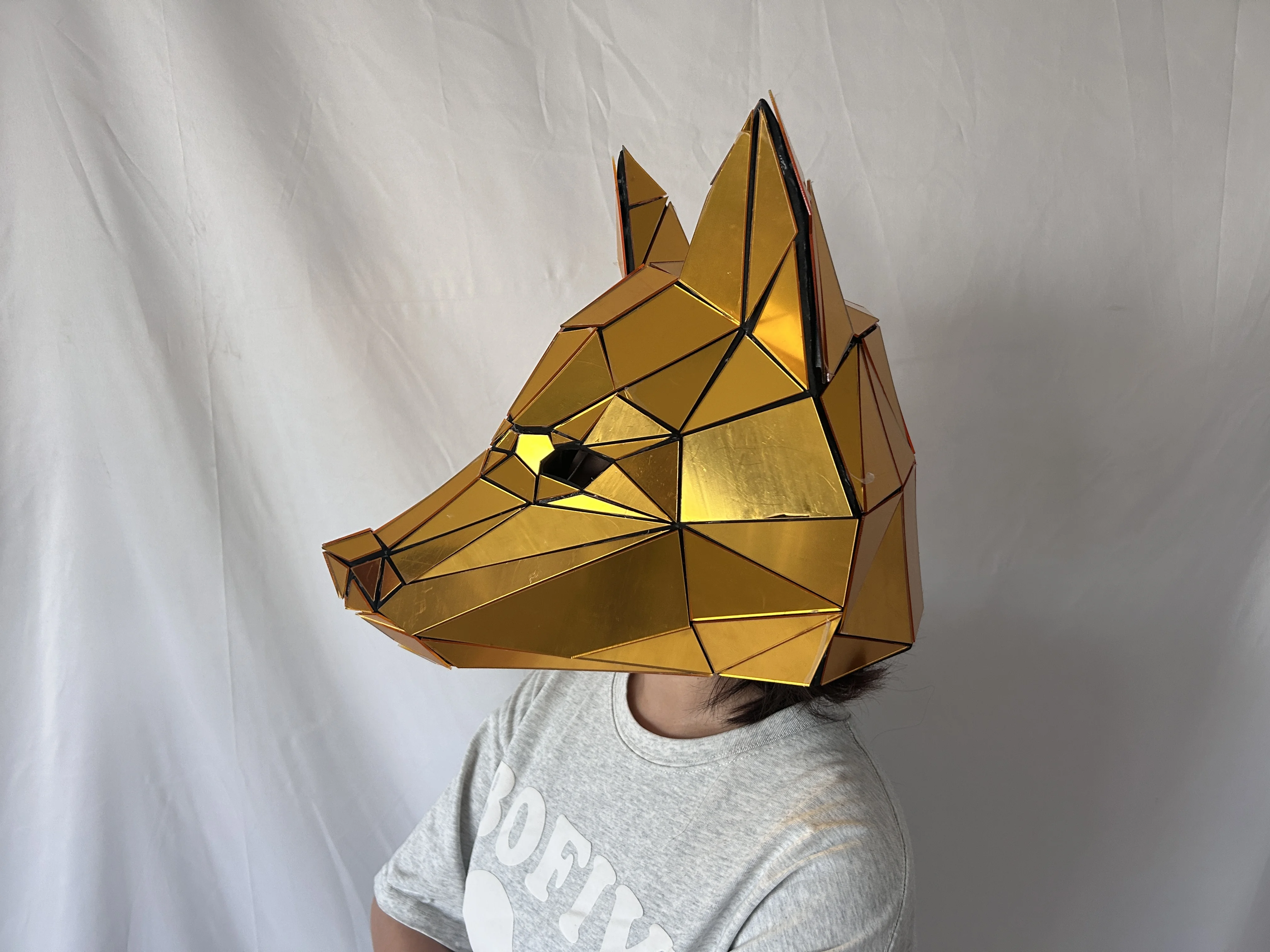 

Acrylic Dog Head Helmet Halloween Christmas Stage Performance Props Gold Silver Cosplay Animal Mask